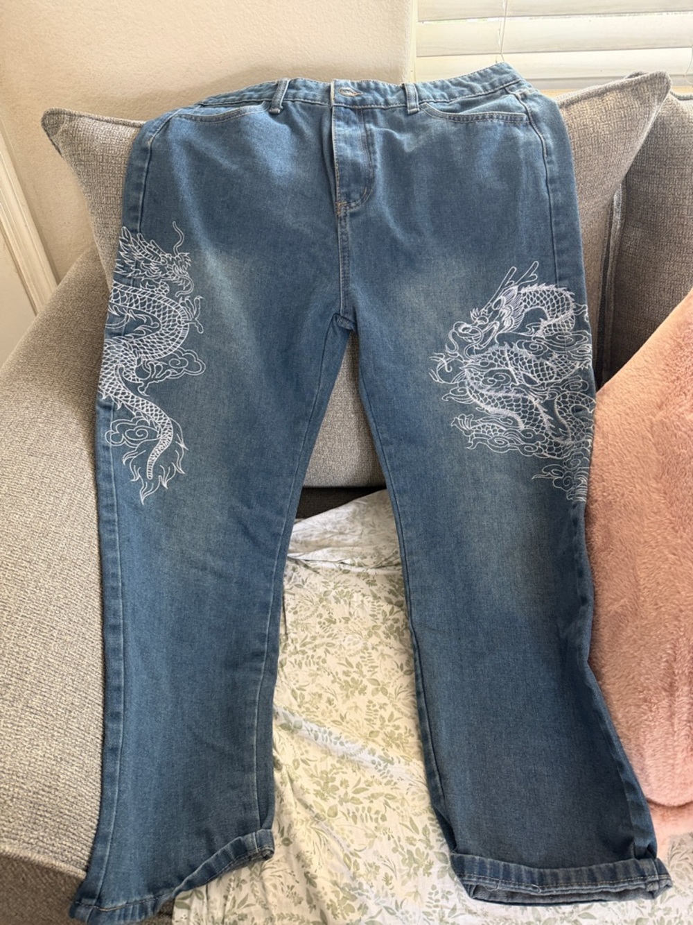 Blue Dragon Embroidered Women's Jeans